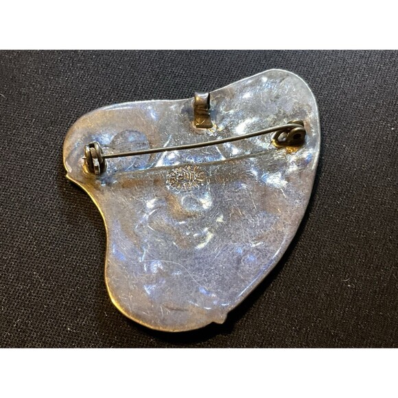 925 Sterling Silver Taxco Abalone Lotus Brooch - Picture 4 of 7